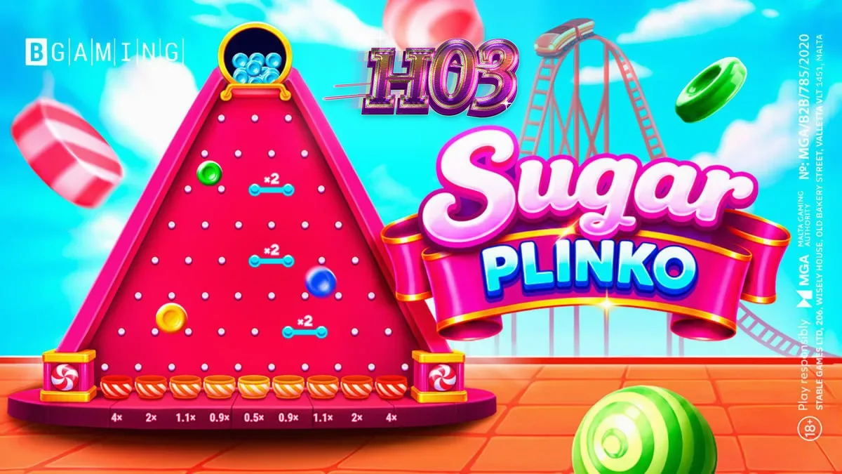 Tampilan layar permainan Sugar Plinko di perangkat seluler